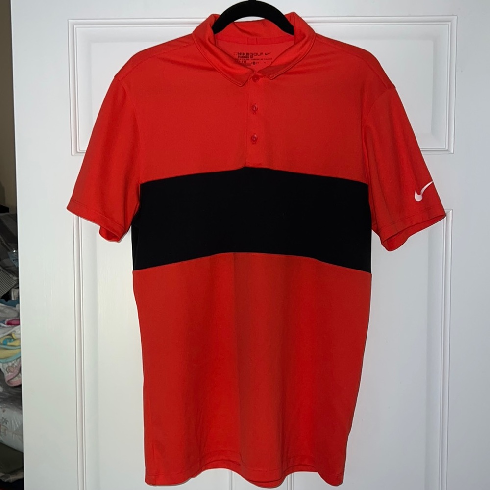 Nike Golf Standard Fit Dri-Fit Medium Red Black Polo